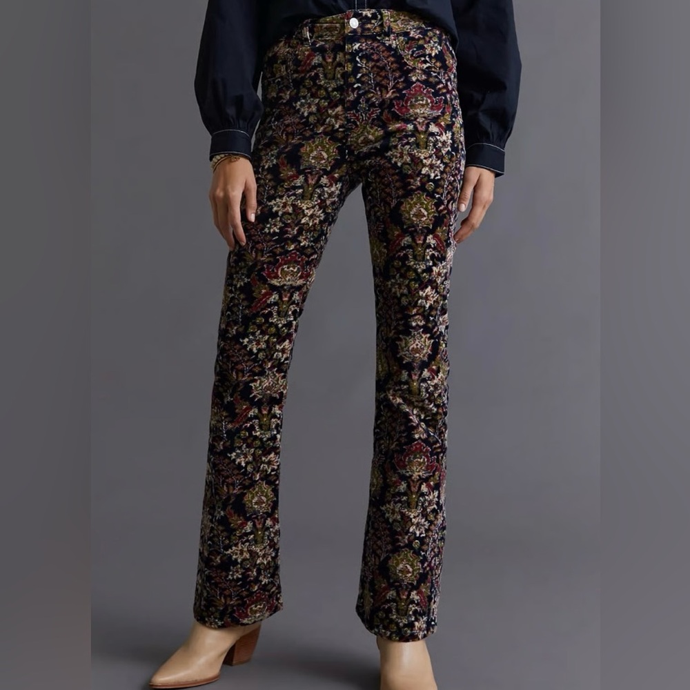 NWOT PILCRO Anthropologie The Icon Floral Corduroy Pants Size 29 - Picture 2 of 14